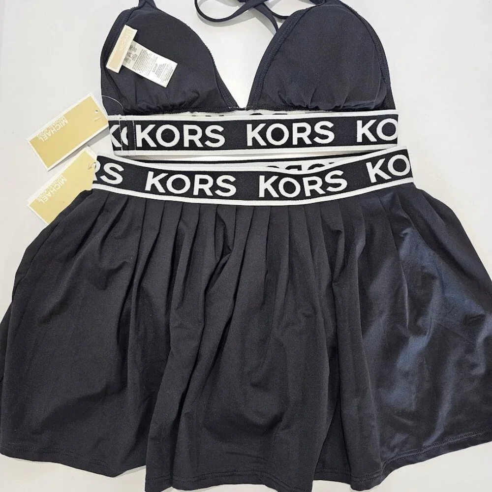 Michael Kors Logo-Elastic Swim Top and Skort - Picture 9 of 11